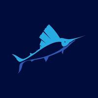 buntes Fischmeer blaue Marlin-Logo-Design-Vektor-Symbol-Symbol-Illustration vektor