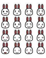 set samling av söt huvud kanin maskot design karaktär. isolerad på en vit bakgrund. söt karaktär maskot logotyp idé bunt koncept vektor