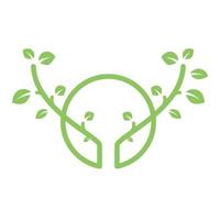 grüne Blattpflanze mit Hirschkopf-Logo-Design-Vektor-Symbol-Symbol-Grafik-Illustration vektor