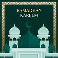 ramadan kareem hälsningar, moské illustration fyrkantig bakgrund post feed vektor