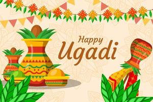 glücklicher ugadi gudi padwa illustrationshintergrund vektor