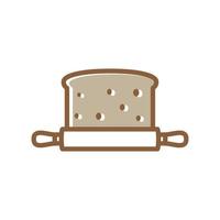 Brot mit Pin-Roller-Logo-Design, Vektorgrafik-Symbol-Icon-Illustration kreative Idee vektor
