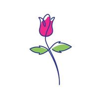 Rose Blume rote Linien abstrakt mit Schriftzug Logo Design Vektor Icon Symbol Grafik Illustration