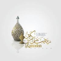 ramadan kareem hälsning islamisk illustration vektordesign med vacker lykta och arabisk kalligrafi för bakgrund, banderoll, kort. översättning av text må Allah välsigna dig under den heliga månaden vektor