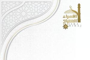 isra mi'raj gratulationskort islamiskt blommönster vektor design med glödande arabisk kalligrafi för bakgrund, tapet, banner. översättning av text två delar av profeten Muhammeds nattresa.