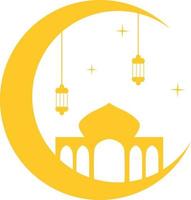Mond und Moschee Ramadan Eid Adha Vektor-Clipart-Symbol Logo-Symbol vektor