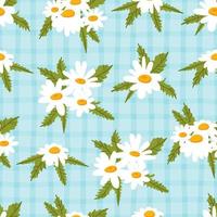 daisy kamomill kontrollera vektor seamless mönster. vacker blommig sommarbakgrund i små blommor. den eleganta mallen för modetryck. handritad design för papper, omslag, tyg, inredning.