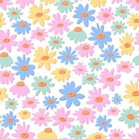 Gänseblümchen Kamille Vektor nahtlose Muster. hübscher floraler Sommerhintergrund in kleinen Blumen. die elegante vorlage für modedrucke. handgezeichnetes Design für Papier, Cover, Stoff, Inneneinrichtung.