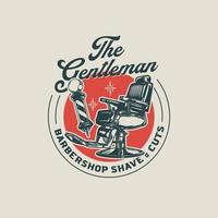 handgezeichnetes Vintage-Barbershop-Logo-Abzeichen vektor