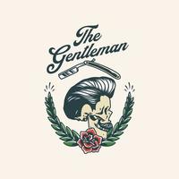 handgezeichnetes vintage barbershop rockabilly logo-abzeichen vektor