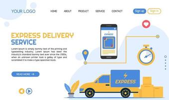 express-lieferservice-landing-page-vorlage-design-vektor-illustration vektor