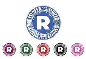 r brief neues logo und symboldesign vektor