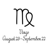 zodiaksymbol, dess namn och datum vektorillustrationspiktogram för astrologi, horoskop, linjära ikoner i enkel handritad stil vektor
