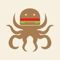 Cartoon Oktopus Burger Logo Vektor Symbol Symbol Grafik Design Illustration