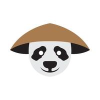gesicht niedlicher panda mit bauernhut logo design vektorgrafik symbol symbol illustration kreative idee vektor