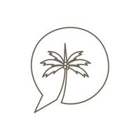 Bubble-Chat-Gespräch mit Kokosnussbaum-Logo-Design, Vektorgrafik-Symbol-Icon-Illustration kreative Idee vektor