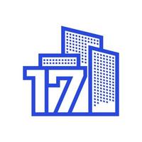 nummer 17 med fastighetslogotyp design vektor grafisk symbol ikon illustration kreativ idé