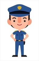Cartoon-Polizist mit flachem Design und seinen Händen auf der Taille. vektorzeichenillustration vektor