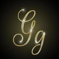 glänsande alfabetet g av guld och diamant. vektor