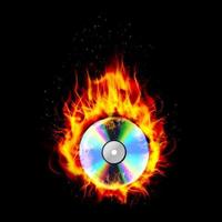 feuer brennt cd schwarzen hintergrund vektor