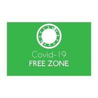 Covid-19-Coronavirus-freie Zone. Vektor-Illustration von Informationszeichen freier Bereich in grüner und weißer Farbe, Vorlage vektor