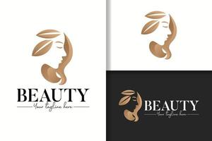 feminin guld kvinna med en enkel naturlig hår logotyp mall vektor