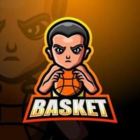 Basketball-Spieler-Maskottchen-Logo-Design vektor