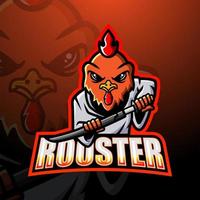 samurai rooster maskot esport logotypdesign vektor