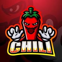 Chili-Maskottchen-Esport-Logo-Design vektor