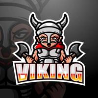 Wikinger-Maskottchen-Esport-Logo-Design vektor