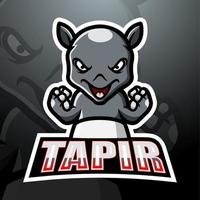 Tapir-Maskottchen-Esport-Logo-Design vektor