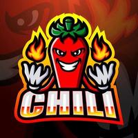 Chili-Maskottchen-Esport-Logo-Design vektor