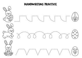 Verfolgen von Linien mit niedlichen Osterhasen. Schreiberfahrung. vektor
