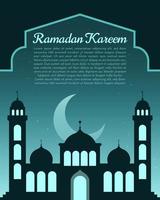 platt ramadan kareem illustration med moské bakgrund vektor