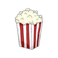 Vektor Hand gezeichnet erstellen Design, volles Popcorn auf weißem Hintergrund.