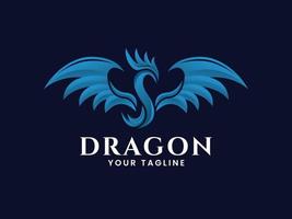 Entwurfsvorlage für das Logo des blauen Drachen vektor