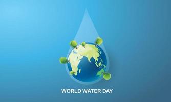 världens vatten dag blå bakgrunder eko ikon vektor design affisch