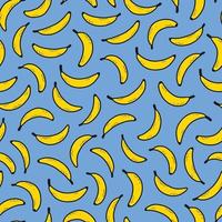 süßes nahtloses Muster mit Bananen auf blauem Hintergrund. gut für Geschenkpapier, Textildrucke, Tapeten, Scrapbooking, Schreibwaren usw. eps 10 vektor