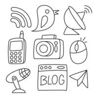 Blog, soziale Medien und Gerätesymbole vektor
