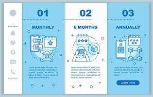 ar tool prenumeration onboarding mobila webbsidor vektor mall. månadstaxa. responsiv smartphone webbplats gränssnitt idé, linjära illustrationer. webbsida genomgång steg skärmar. färg koncept