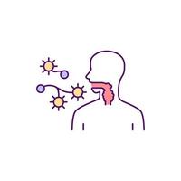 Pilzpneumonie rgb-Farbsymbol. infektiöser Prozess in Hals und Lunge. Sporen einatmen. Lungenpilzerkrankung. allergische Reaktionen. isolierte vektorillustration. einfache gefüllte Strichzeichnung vektor