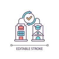 RGB-Farbsymbol für akademische und Unternehmenspartnerschaft. Zusammenarbeit zwischen Bildungseinrichtungen und Wirtschaftsinstitutionen. Gegenseitiger Austausch. isolierte Vektorillustration. einfache gefüllte Strichzeichnung. editierbarer Strich vektor