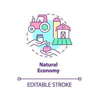 naturlig ekonomi koncept ikon. utbyte av inhemska produkter. ekonomi modeller abstrakt idé tunn linje illustration. isolerade konturritning. redigerbar linje. arial, otaliga pro-bold typsnitt som används vektor