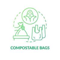 Taschen aus kompostierbaren Materialien Konzeptsymbol. Naturschutz. Ökologisch freundliche, biologisch abbaubare Taschen abstrakte Idee dünne Linie Abbildung. Vektor isolierte Umrissfarbe Zeichnung