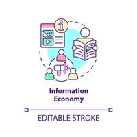 information ekonomi koncept ikon. sprida kunskap. ekonomi modeller abstrakt idé tunn linje illustration. isolerade konturritning. redigerbar linje. arial, otaliga pro-bold typsnitt som används vektor