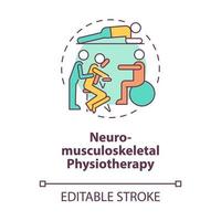 Symbol für das Konzept der neuromuskuloskelettalen Physiotherapie. körperliche Rehabilitation. Therapeut Behandlung abstrakte Idee dünne Linie Illustration. Vektor isolierte Umrissfarbe Zeichnung. editierbarer Strich