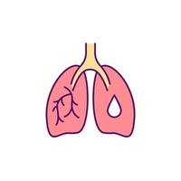 Schleimansammlung in der Lunge RGB-Farbsymbol. symptom einer chronischen bronchitis. Lungenentzündung. Bronchienwände mit Schleim bedeckt. Sputum-Überproduktion. isolierte vektorillustration. einfache gefüllte Strichzeichnung vektor