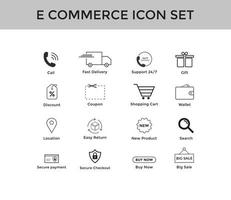 uppsättning av e-handel linje ikon online shopping ikon set redigerbar stroke vektor