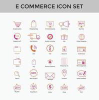 Satz von E-Commerce-Liniensymbol Online-Shopping-Symbolsatz editierbarer Strich vektor