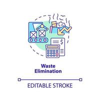 avfall eliminering koncept ikon. resursfördelning. centralt planerad es fördelar abstrakt idé tunn linje illustration. isolerade konturritning. redigerbar linje. arial, otaliga pro-bold typsnitt som används vektor